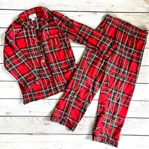 Plaid Kids Pajama Set - Red and Black